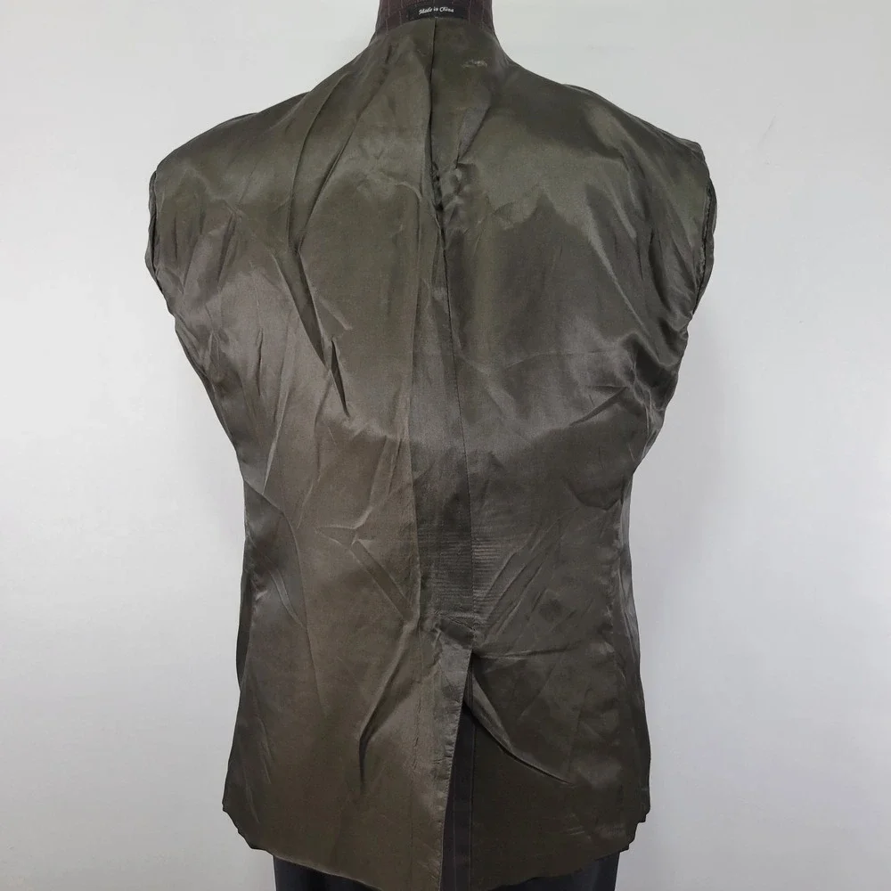 Chaps Men's Sport Coat Blazer Two Button Brown Pinstriped Wool Size‎ 46R